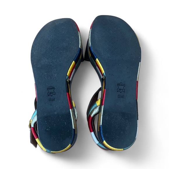 Tory Burch Leather Camilla Embroidered Platform Ankle Strap Sandals Size 6 - Picture 7 of 8